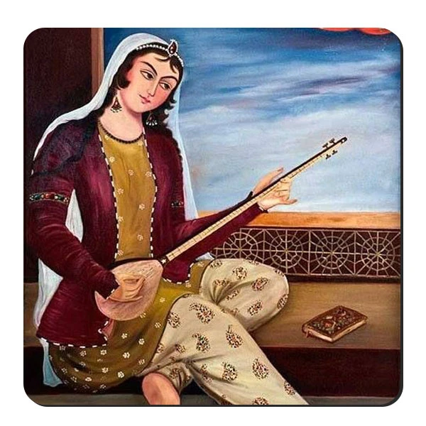  زیر لیوانی طرح خاتون تار نواز کد nzl584