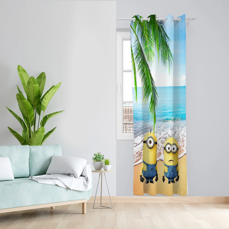 پرده طرح مینیون مدل مخمل پانچی کد 4254 z سایز 140x200 سانتی متر