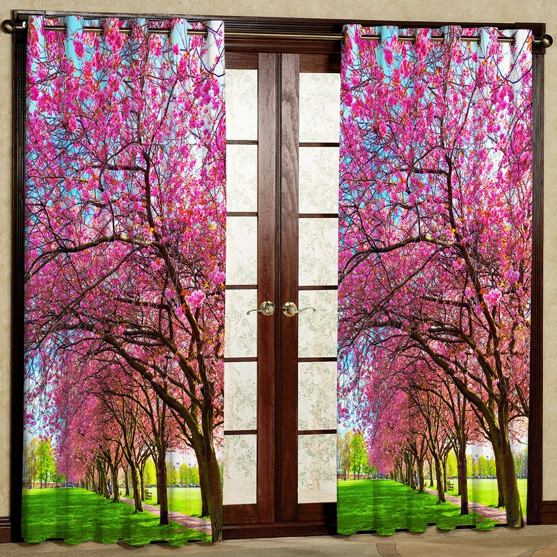 پرده مدل درخت شکوفه مخمل پانچی کد 4264 سایز 200x140 سانتی متر