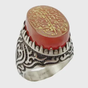 انگشتر نقره مردانه مدل عقیق سرخ خطی کد 3663371