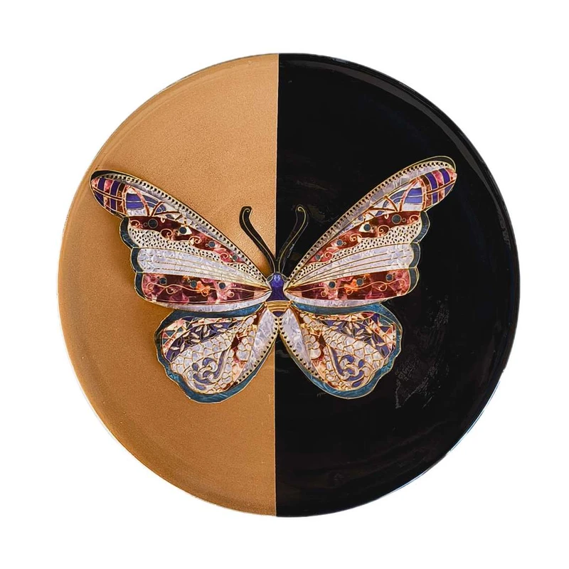 بشقاب دیوارکوب سرامیکی مدل برجسته پروانه کد 01