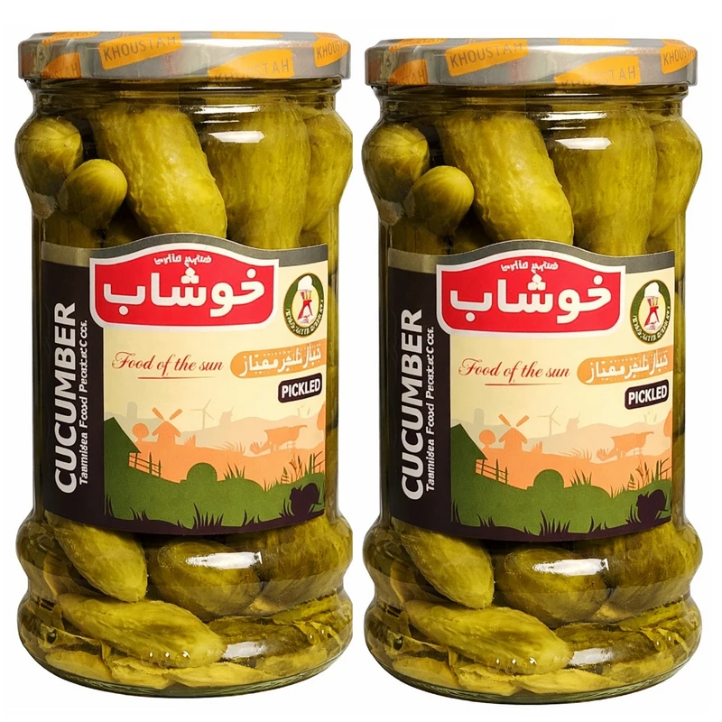 خیارشور ممتاز سرکه‌ای خوشاب - 600 گرم بسته 2 عددی