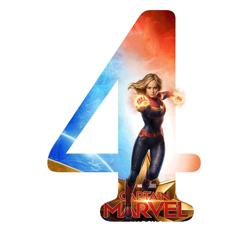   استند رومیزی تولد مدل عدد 4 طرح کاپیتان مارول کد 1517