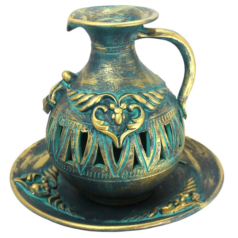 ست پارچ و بشقاب سفالی دست نگار کد 01-20