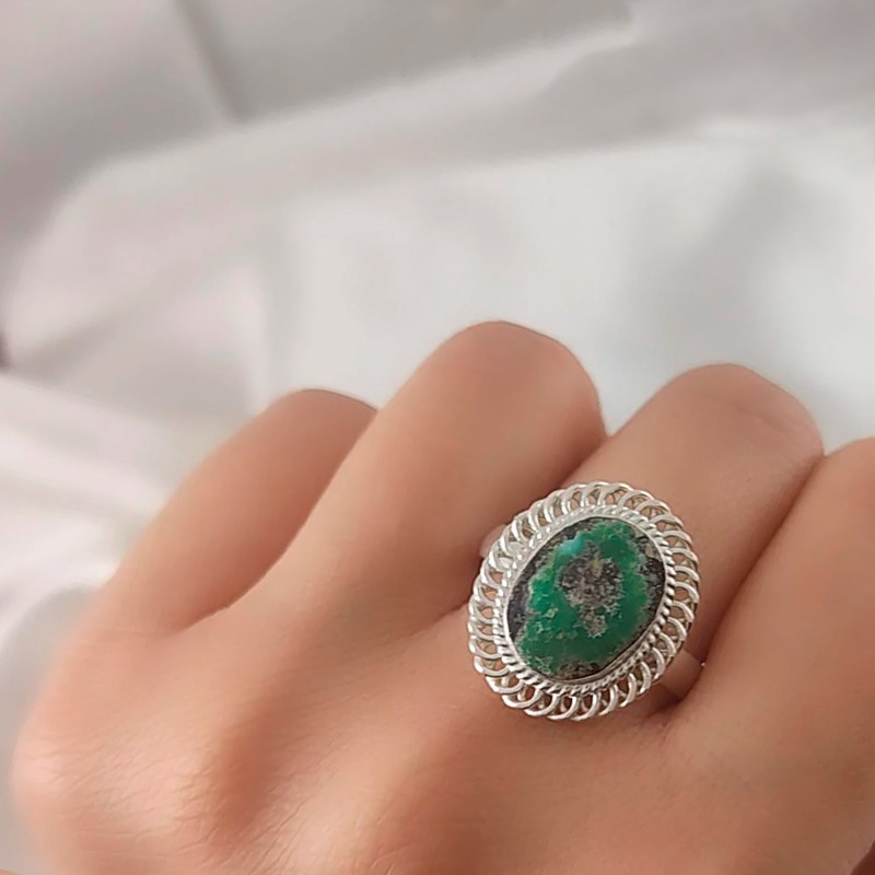 انگشتر نقره زنانه مدل فیروزه نیشابور کد NG3730