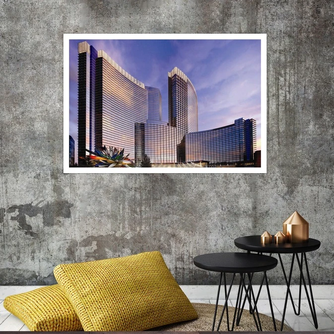 تابلو بکلیت طرح منظره شهر لاس وگاس مدل قاب شاسی W-s8064