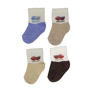 جوراب نوزادی مدل ماشین مجموعه 4 عددی کد 87