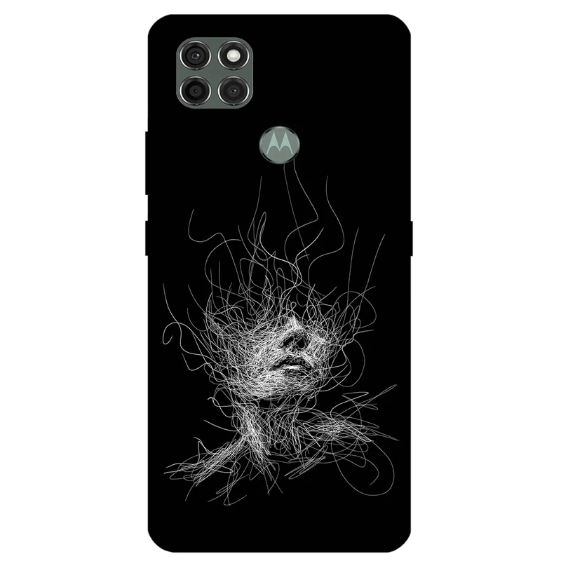 کاور مگافون طرح اسکچ صورت مدل 7423 مناسب برای گوشی موبایل موتورولا Moto G9 Power