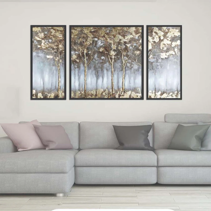 تابلو بکلیت طرح مدرن دیجیتال آرت مدل B-2097 فریم مشکی مجموعه 3 عددی