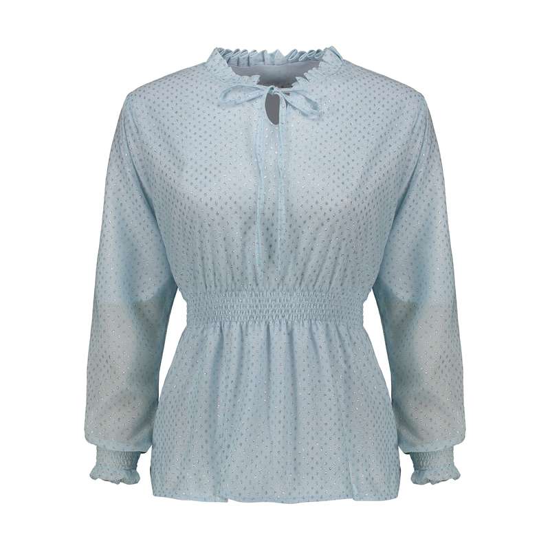 بلوز آستین بلند زنانه مدل اکلیلی رنگ آبی