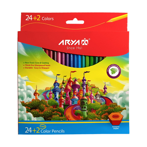 مداد رنگی 24 رنگ آریا طرح قلعه فانتزی