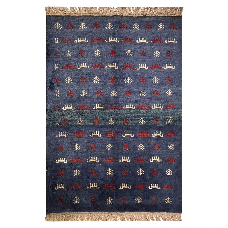 گبه دستبافت قشقایی سه متری کد NKP.RJ148 زمینه آبی