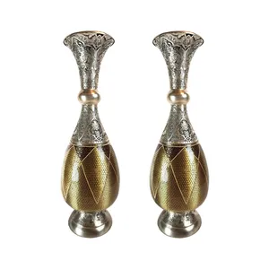 گلدان قلمزنی طرح اسلیمی کد GH40 مجموعه 2 عددی