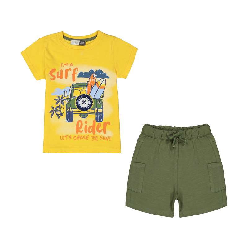 ست تی شرت و شلوارک نوزادی پسرانه ایندیگو مدل 2501898-16