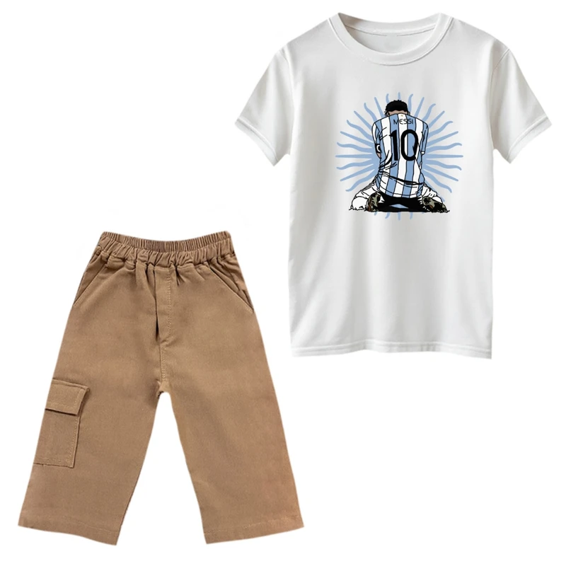 ست تی‌شرت و شلوارک پسرانه مدل مسی کد 3