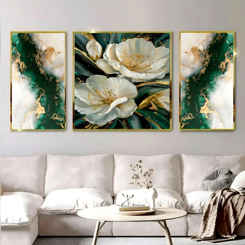 تابلو دکوراتیو مدرن طرح گل کد 2060 مجموعه 3 عددی