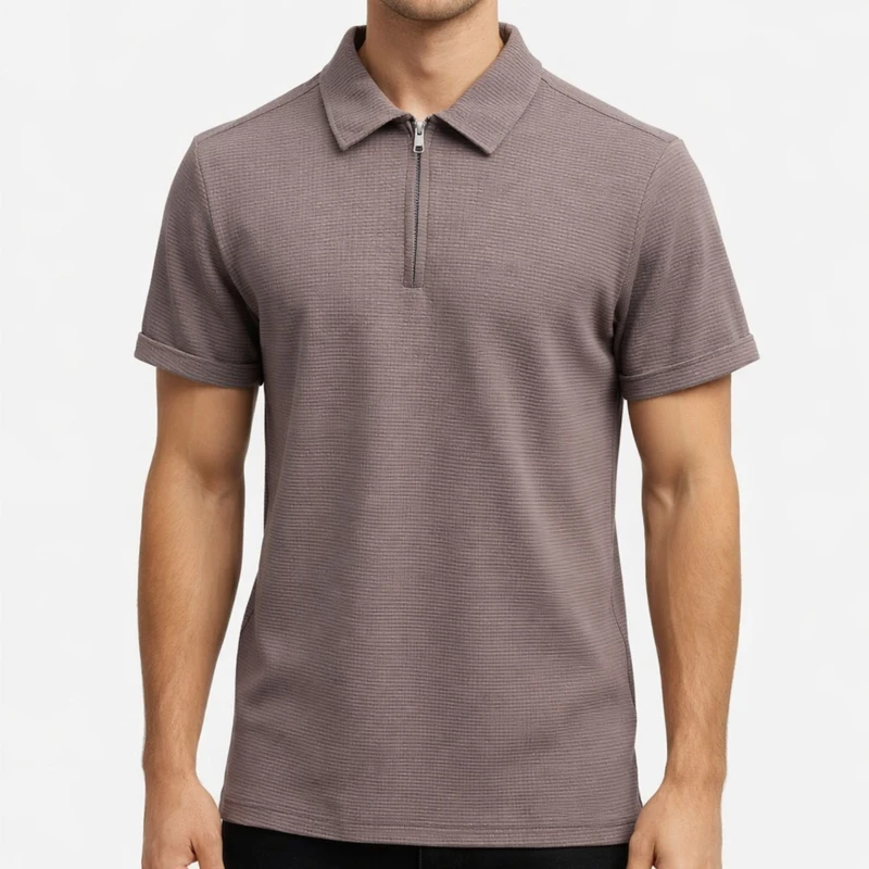 پولوشرت آستین کوتاه مردانه مدل نیم زیپ