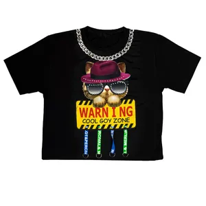 کراپ‌تاپ آستین کوتاه زنانه مدل چهار نخ رنگ مشکی