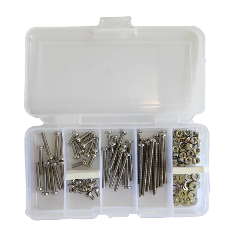 پیچ و مهره مدل استیل چهارسو کد M3 بسته 150 عددی