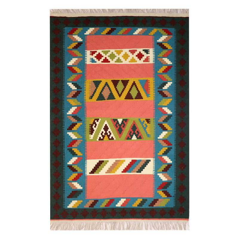 گلیم دستبافت یک و نیم متری طرح قشقایی کد140644