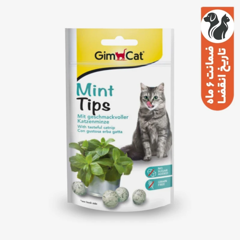 تشویقی گربه جیم کت مدل mint tips طعم نعنا وزن 40 گرم 