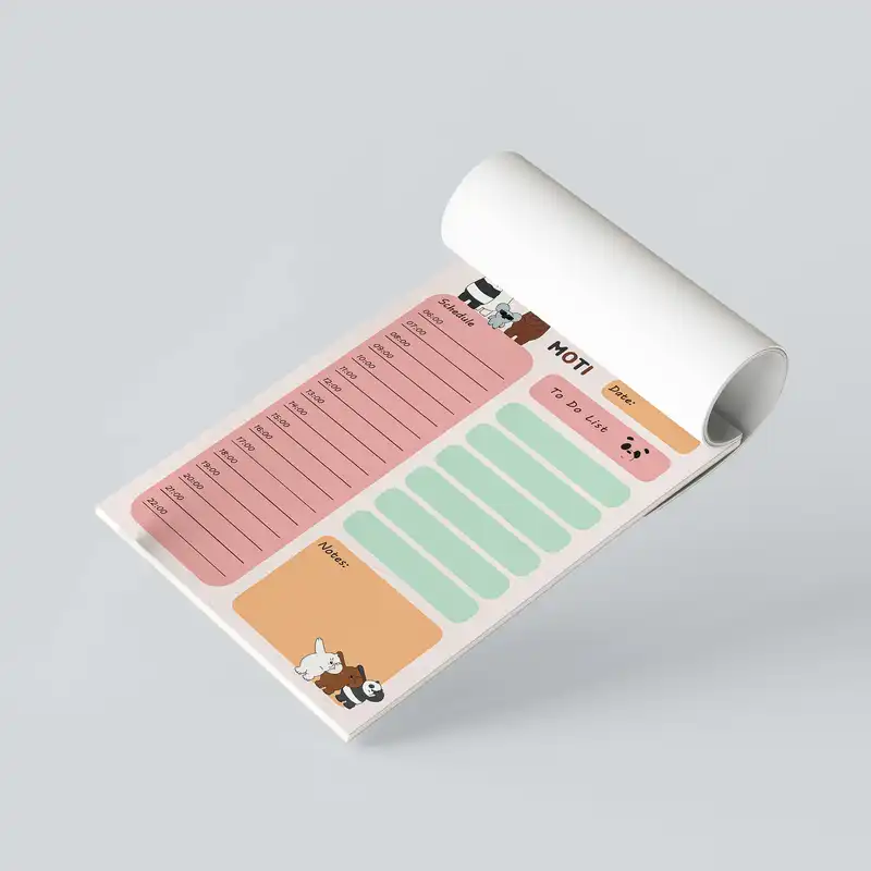 کاغذ یادداشت برنامه ریزی موتی مدل روزانه طرح پاندا