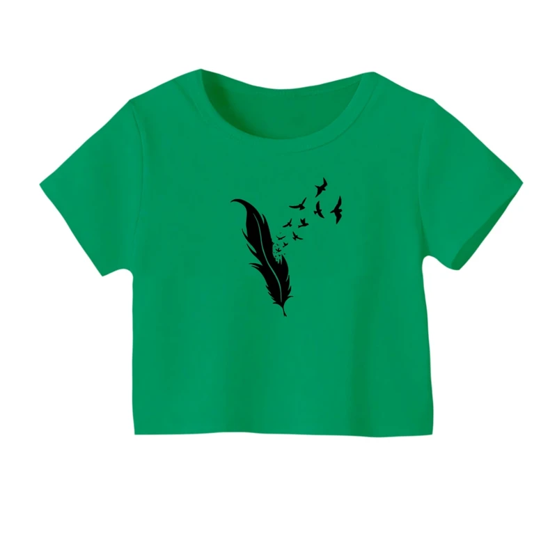 کراپ‌ تی‌شرت آستین کوتاه زنانه مدل پر