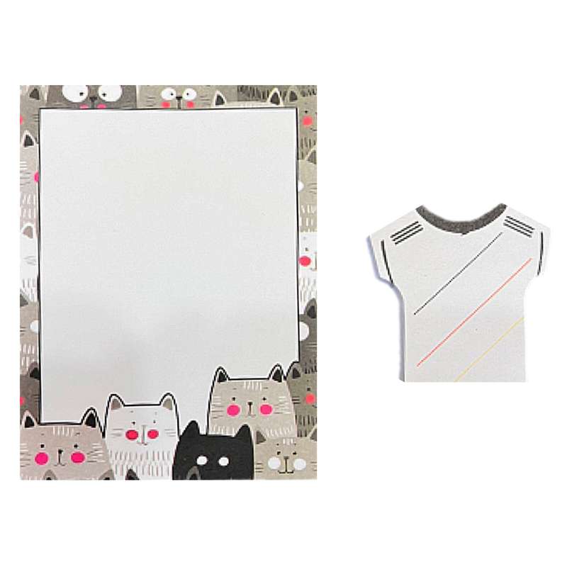 کاغذ یادداشت چسب دار مدل گربه و لباس مجموعه 2 عددی