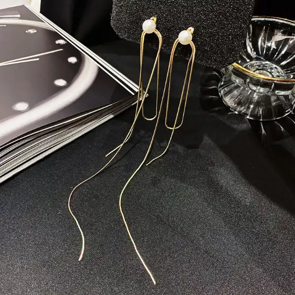 گوشواره زنانه مدل آویزی بلند بسته 2 عددی