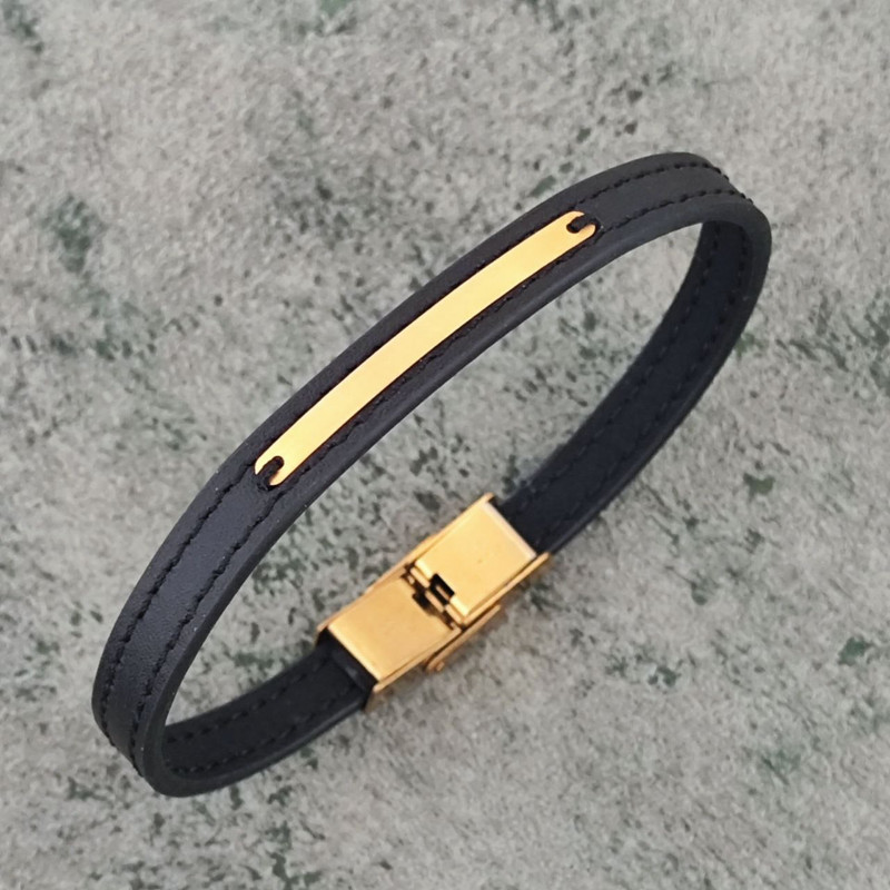 دستبند طلا 18 عیار مردانه لیردا مدل مستطیل مینیمال