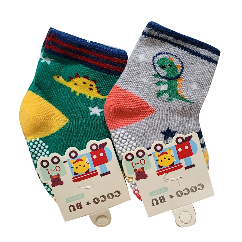 جوراب ساق کوتاه بچگانه مدل کوکو بی یو دایناسور 0-1 کد 05007 بسته 2 عددی
