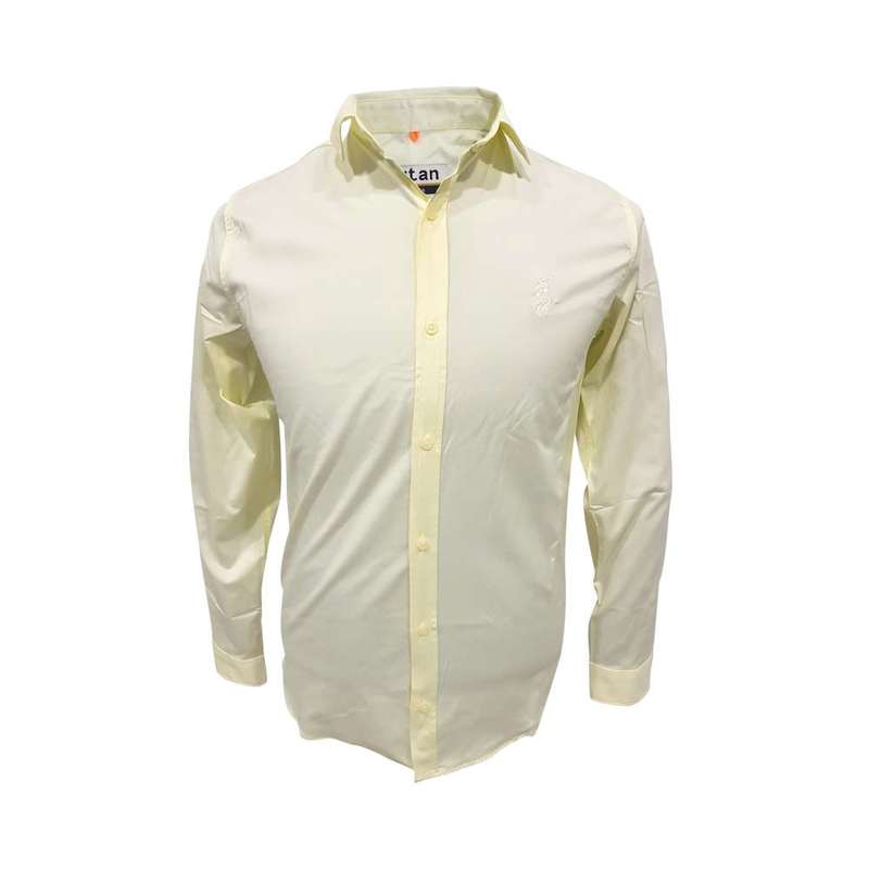 پیراهن آستین بلند مردانه مدل ساتن کد 124086-20 رنگ زرد