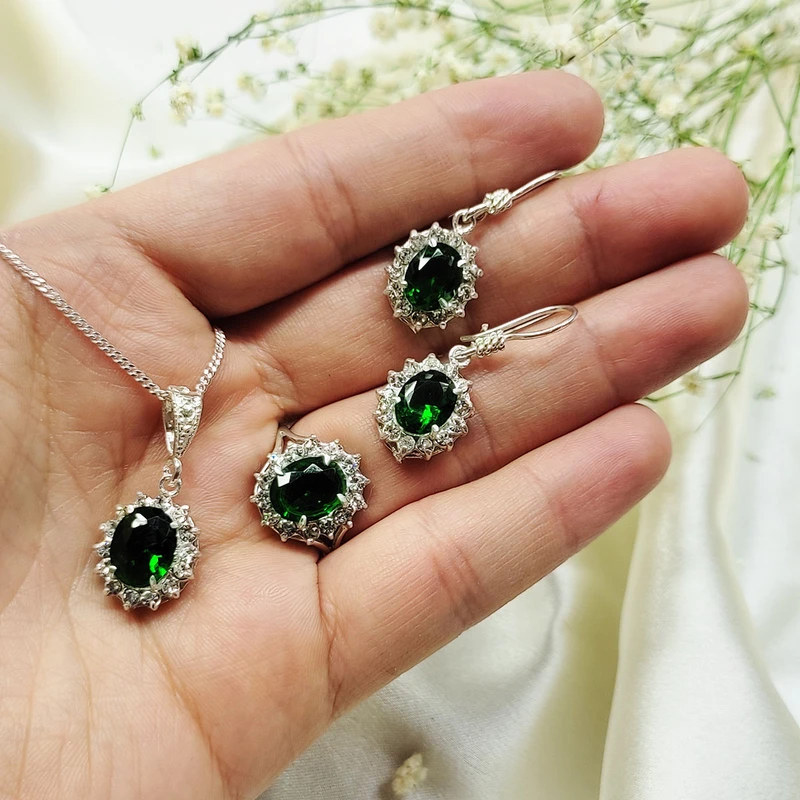 عکس شماره 6 : سرویس نقره زنانه سلین کالا مدل زمرد کد 90