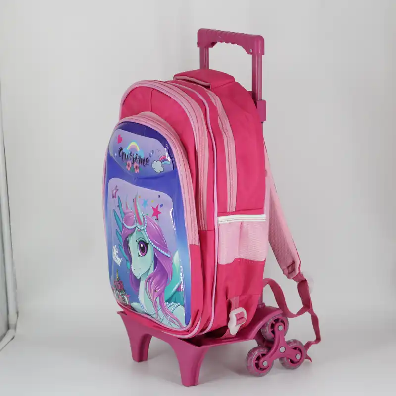 کوله پشتی چرخ دار طرح اسب تک شاخ کد 5468jnb