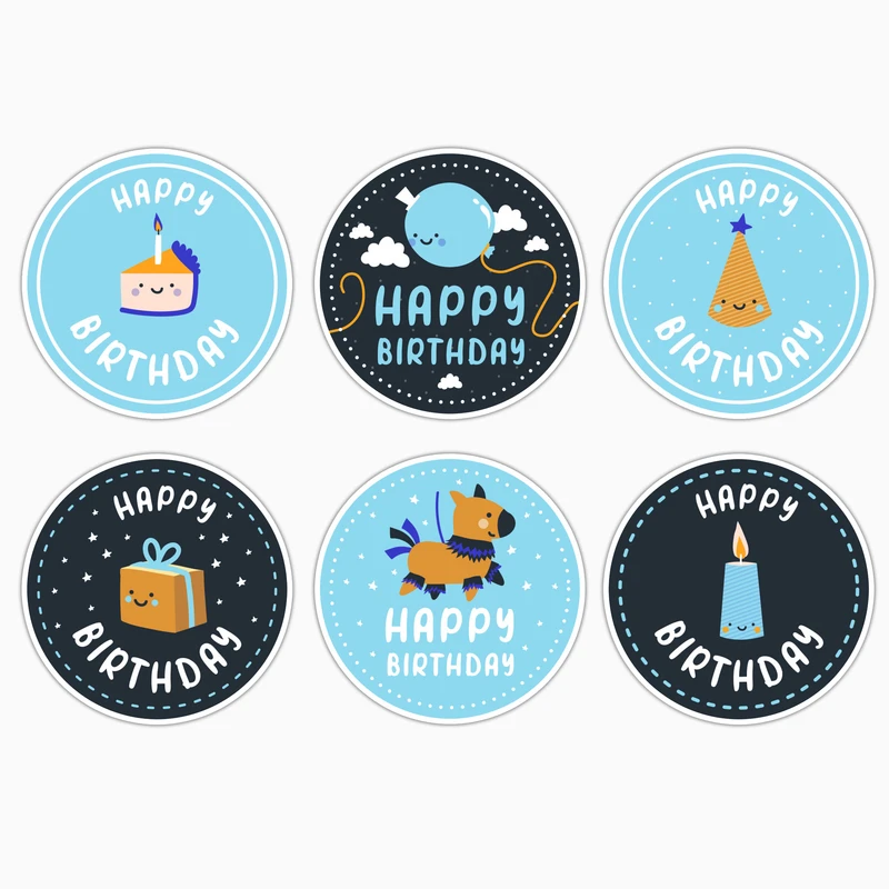 استیکر لپ تاپ و موبایل بووم طرح تولدت مبارک کد MD20 مجموعه 6 عددی