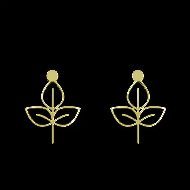 گوشواره طلا 18 عیار زنانه مدوپد مدل برگ کد GA1-16004