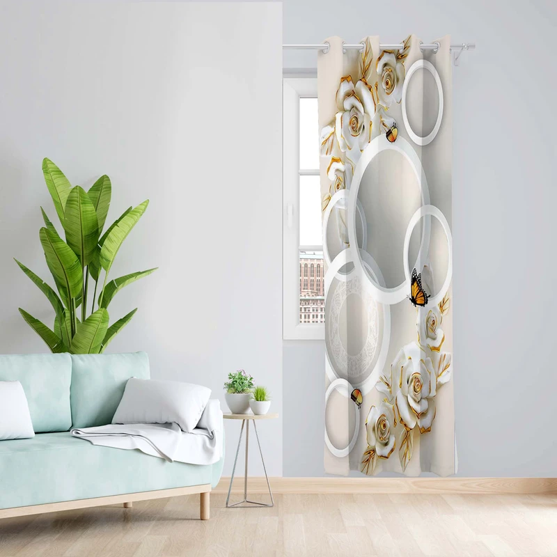 پرده طرح گل مدل مخمل پانچی کد 5106R z سایز 140x200 سانتی متر