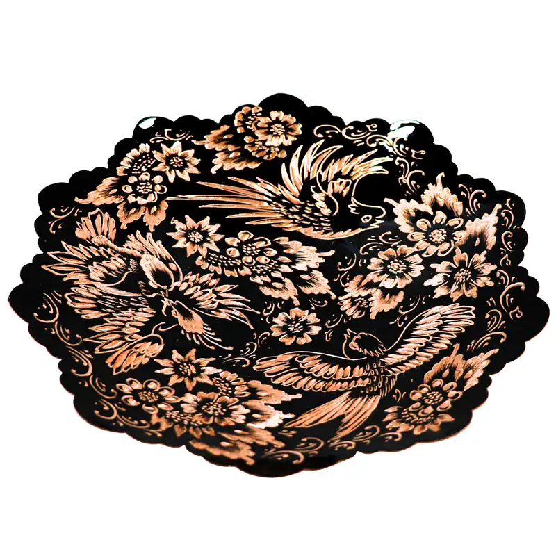 بشقاب مسی مدل الماس تراش طرح 3 پرنده کد HQ20