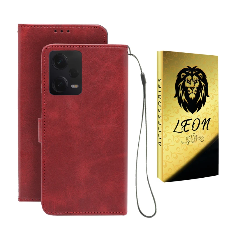 کیف کلاسوری لئون مدل Scusa Oro مناسب برای گوشی موبایل شیائومی Redmi Note 12 Pro 5G به همراه بند آویز 