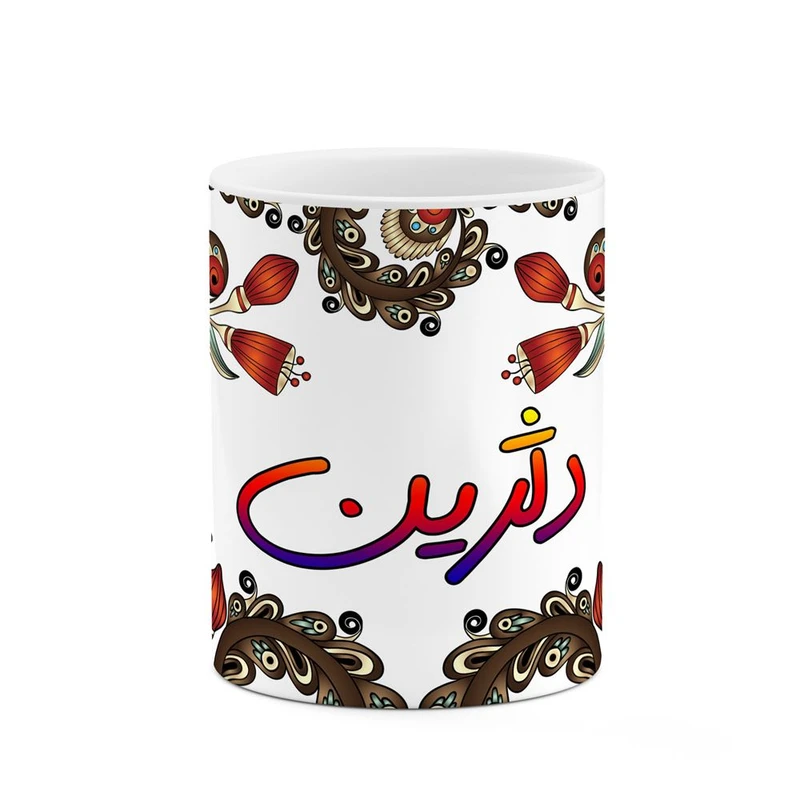 ماگ کاکتی مدل اسم دلژین طرح سنتی گل و بته کد mgh45026