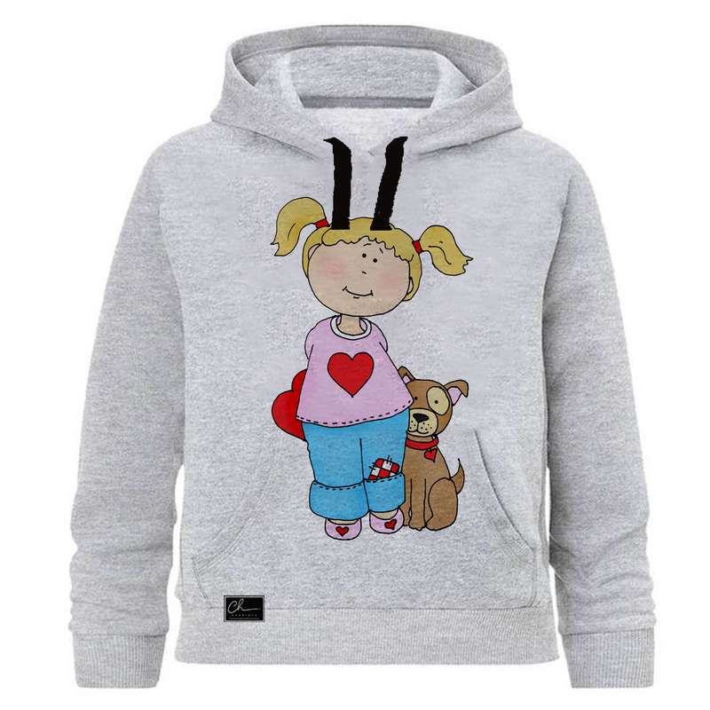 هودی دخترانه مدل cute کد JJ01 رنگ طوسی