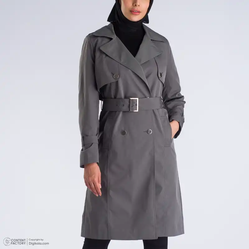 بارانی زنانه عصر جدید مدل 3515-2 رنگ طوسی