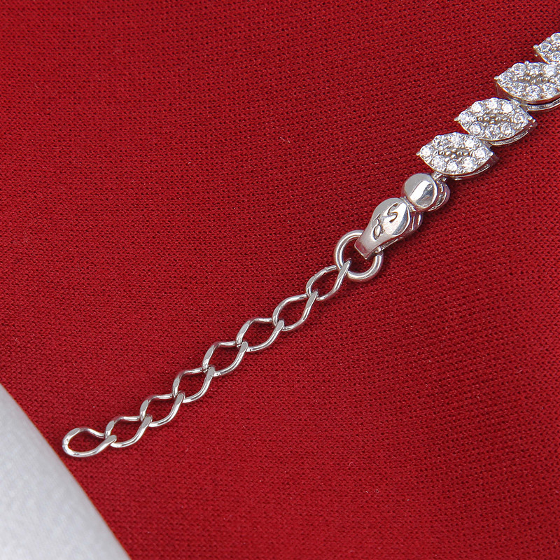 دستبند نقره زنانه مدل آبکاری رادیوم کد DP_595