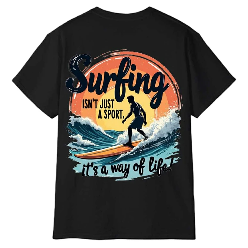 تی‌شرت آستین کوتاه مردانه پاد آفرین مدل موج سواری کد 1769