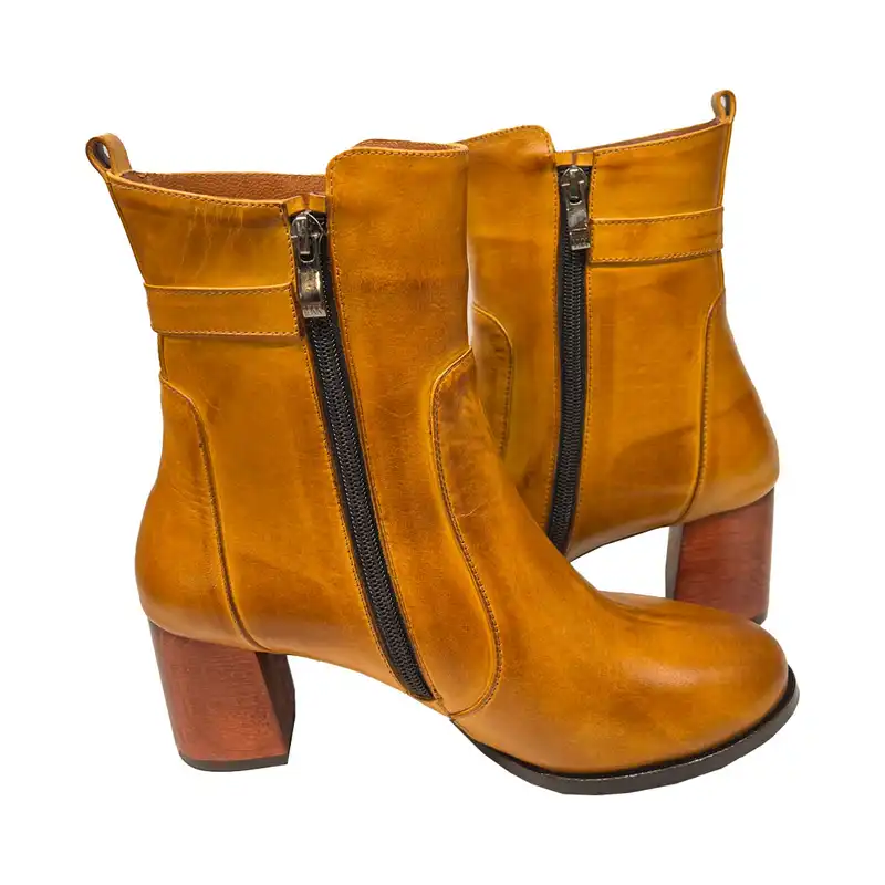 نیم بوت زنانه سرزمین چرم کد 145310 رنگ عسلی
