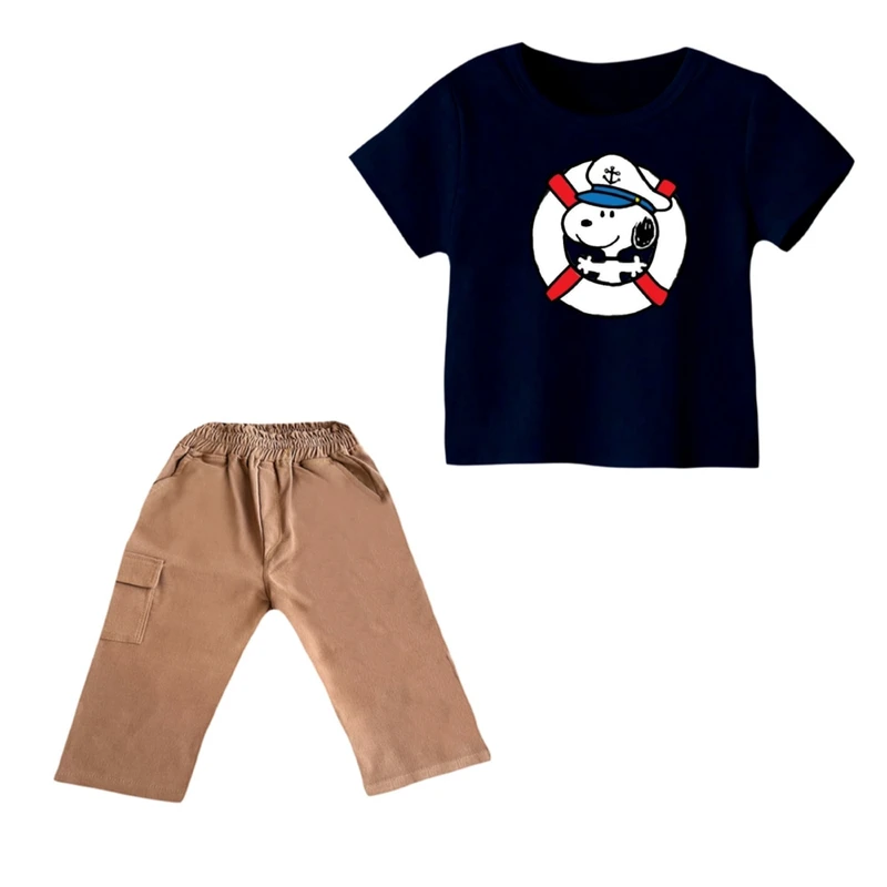 ست تی شرت و شلوارک پسرانه مدل اسنوپی کد 25