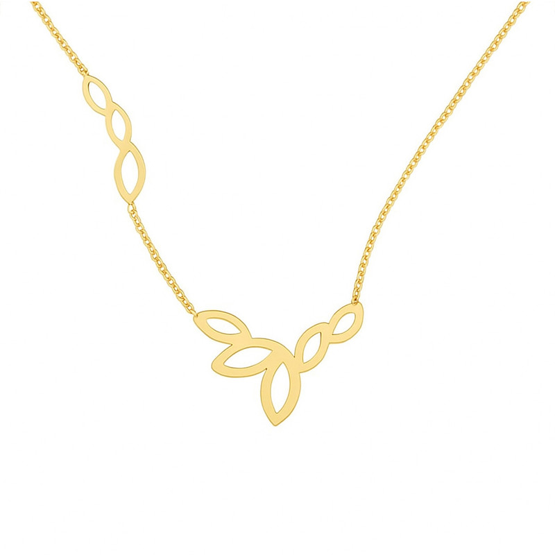 گردنبند طلا 18 عیار زنانه با طرح حلقه‌ای (فلامینگو) گالری قو طلایی مدل گلبرگ