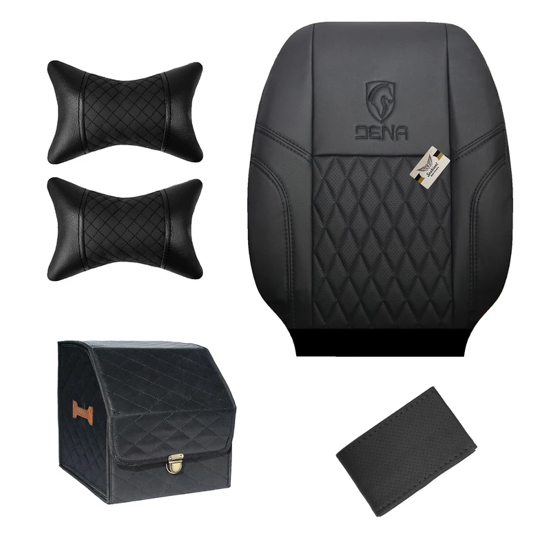 روکش صندلی سوشیانت مدل چکشی مناسب برای دنا و دنا پلاس به همراه پشت گردنی و دور فرمان و باکس صندوق   