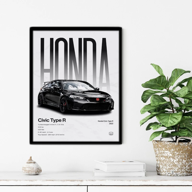 تابلو آتریسا طرح ماشین HONDA مدل ATC174 فریم مشکی