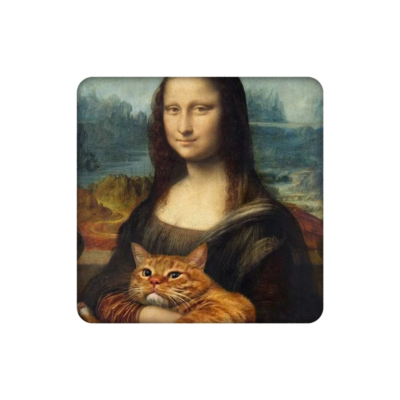 زیرلیوانی طرح مونالیزا و گربه کد 0028752